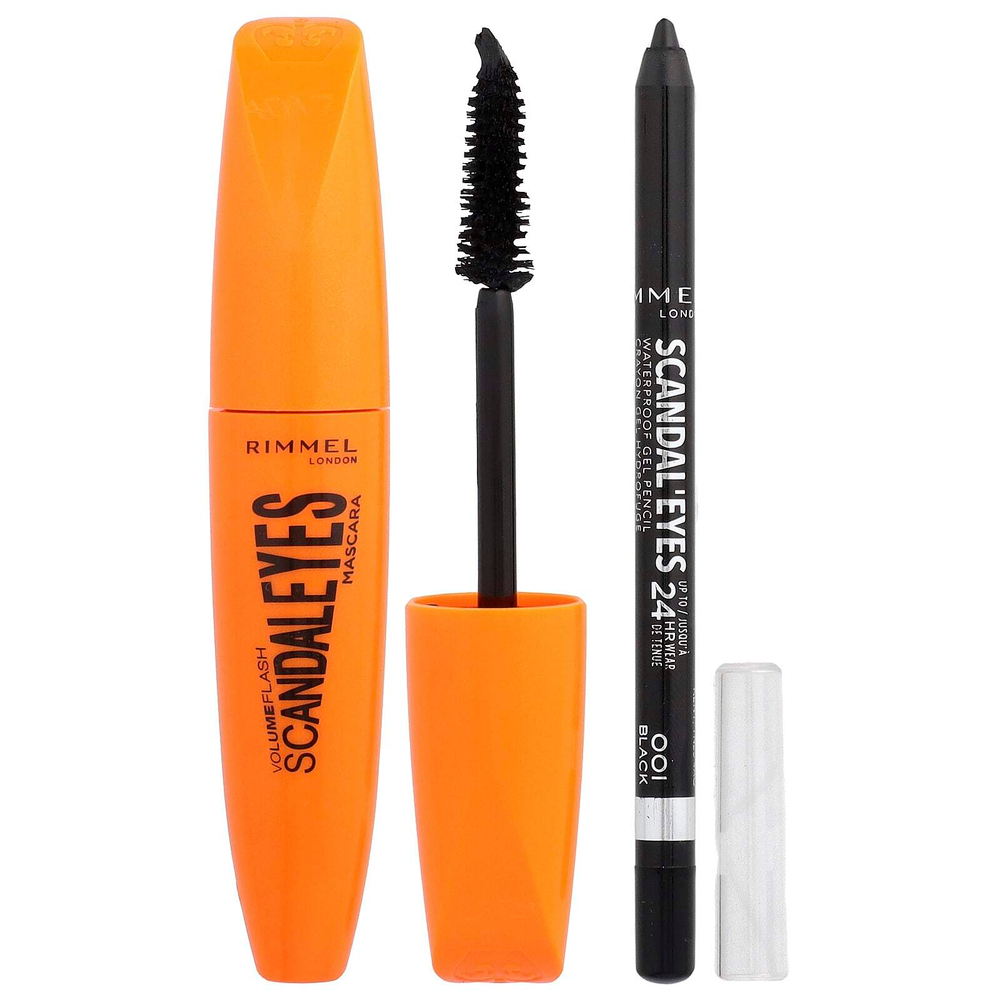 Rimmel London, Verified Eyes, тушь для ресниц с водостойким гелевым карандашом, оттенок 003 насыщенный черный, набор из 2 предметов