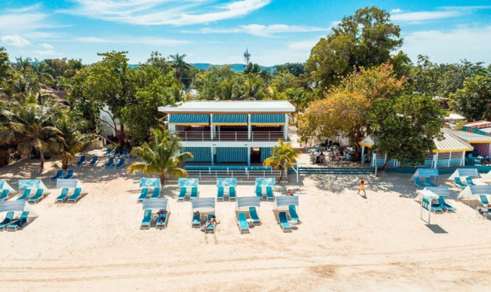 Шезлонг-лежак пластиковый Nardi Atlantico, белый, голубой