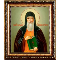Варлаам Печерский, преподобный игумен. Икона на холсте.