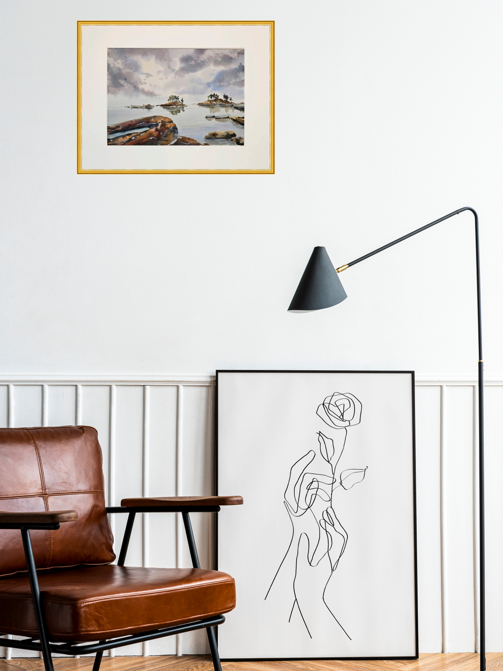 Картина авторская акварельная в паспарту 30х40 см на стену для интерьера "Ладога суровая! Ладога любимая!