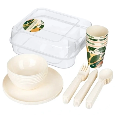 Набор для пикника с декором, 37 предметов на 6 персон (светло-бежевый) 223113225/01