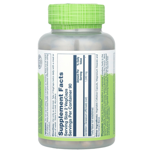 Solaray, True Herbs, одуванчик, 180 растительных капсул (520 мг в 1 капсуле)