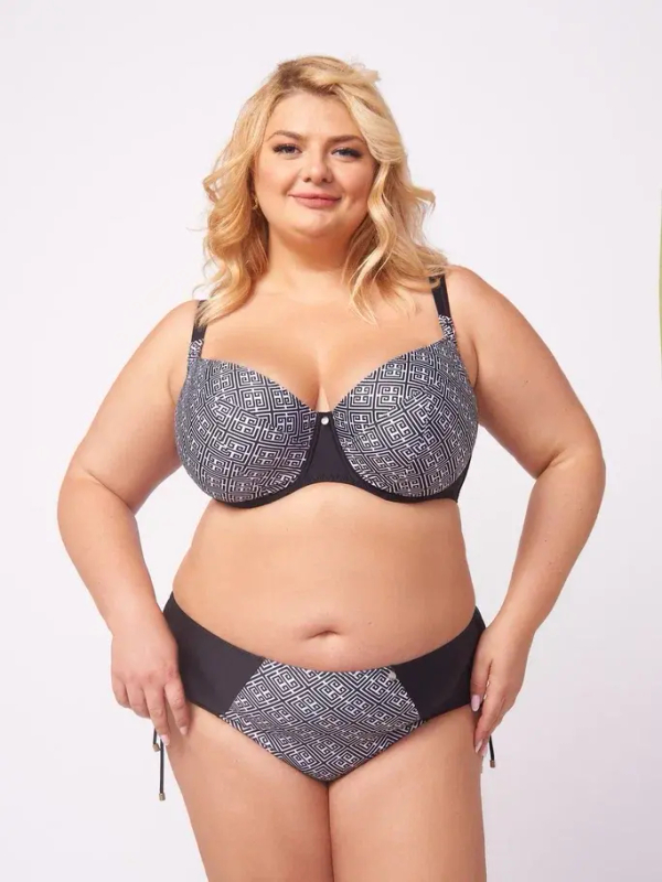 Купальник комплект (лиф+плавки слипы) Modenova Черный орнамент (черный/серый)