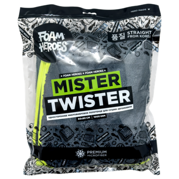 Foam Heroes Mr. Twister одностороннее микрофибровое полотенце для сушки автомобиля 60х80см, 1000г/м2