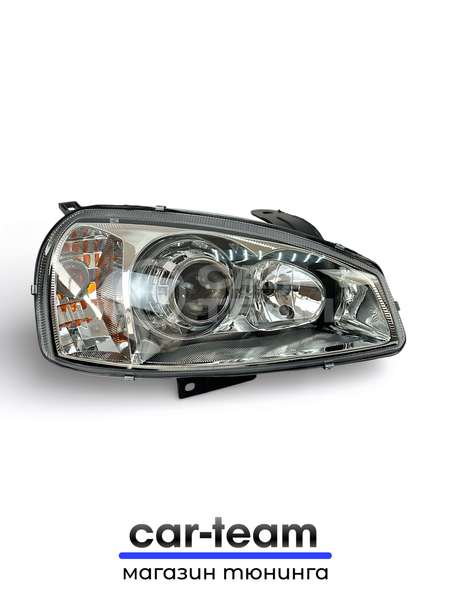 Фары на Лада Калина 1 передние с Bi LED модулями 2.5 дюйма, хром маска (под ключ)