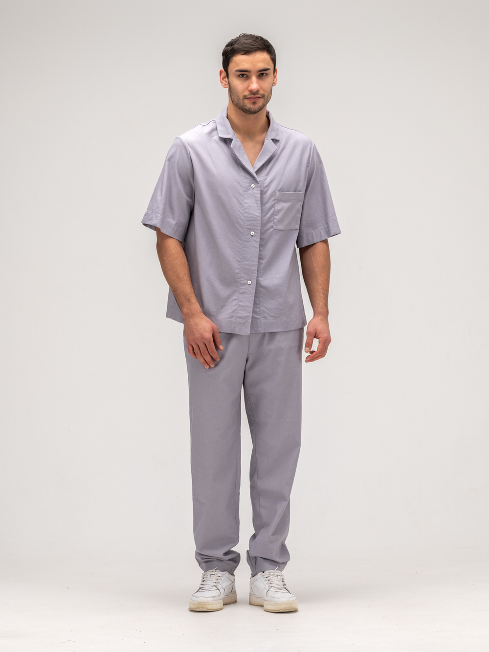 Костюм мужской льняной. Рубашка с брюками.Грей