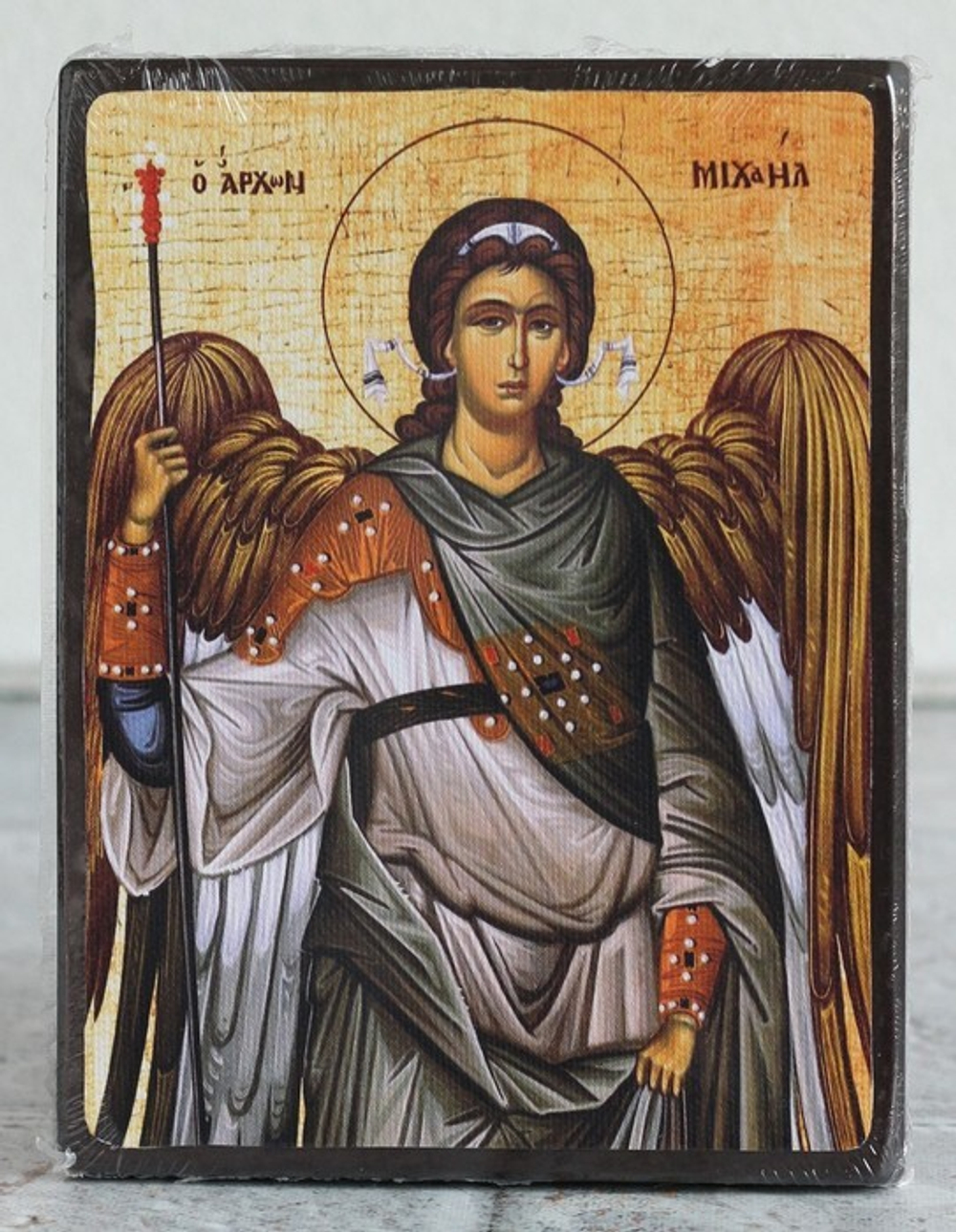 Икона под старину А5. Дерево, холст (Ангелы)