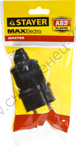 STAYER черная 16А/220В 1300Вт Вилка прямаяMAXElectro (55160-B)