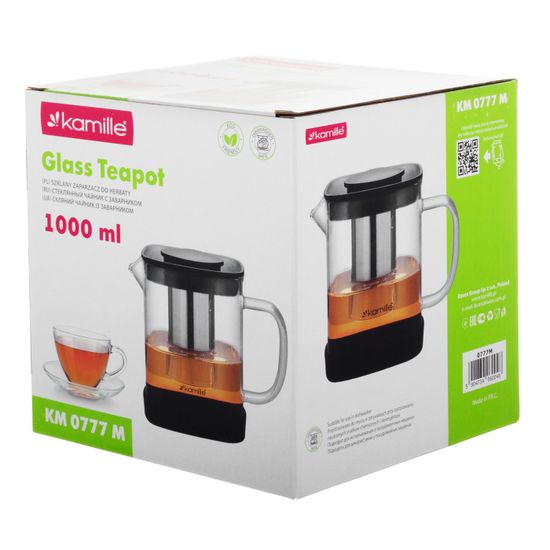 Стеклянный заварочный чайник  1000 мл. Kamille KM 0777M со съемным ситечком