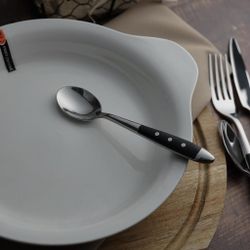 Ложка кофейная 13,8 см ручка черный пластик   P.L. Proff Cuisine [12]