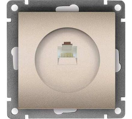 Розетка компьютерная одноместная "UNIVersal" серия "Афина", с/у, 1А, RJ45, шампань (еврослот) (HU233