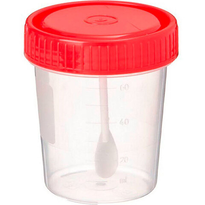 Контейнер ПП 60 мл с ложкой и ПЭ крышкой (асепт. произв.)