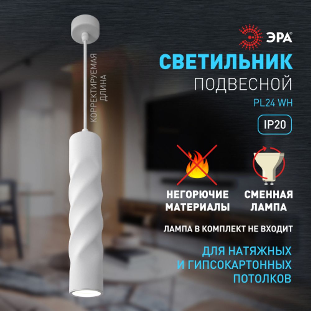 Cветильник потолочный ЭРА PL24 WH MR16 GU10 IP20 белый