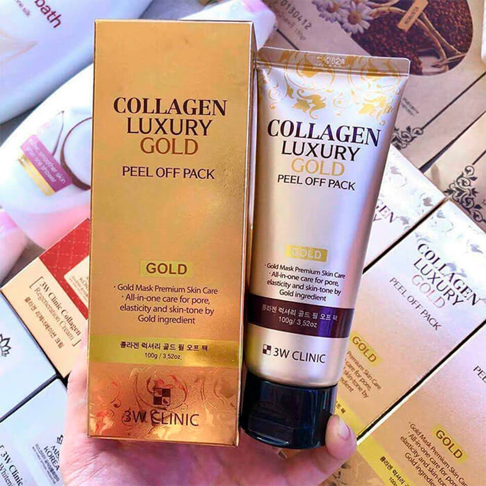 3W Clinic. Золотая маска-плёнка для очищения лица с коллагеном Collagen Luxury Gold Peel Off Pack