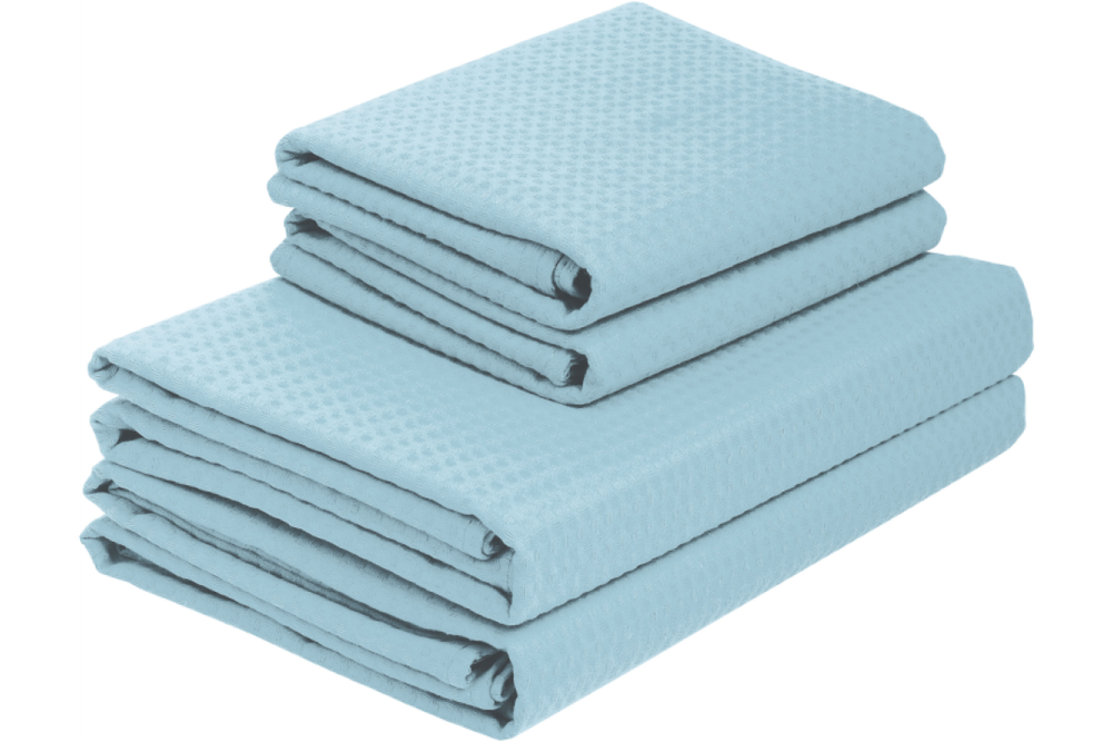 Комплект полотенец вафельных Home One 45х70 (2шт), 80х150 (2шт), голубой