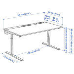 Письменный стол с регулировкой по высоте - IKEA MITTZON/МИТТЗОН ИКЕА, 140х80х65-85 см, белый/черный