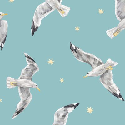 Чайки на мятном фоне