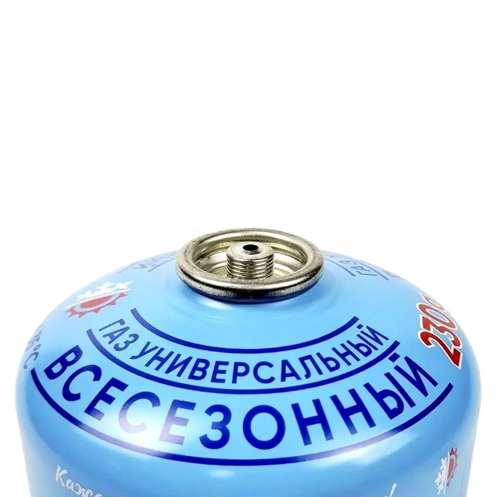 Газ для портативных плит "Следопыт", метал. баллон, 230гр. резьб. Россия  PF-FG-230R