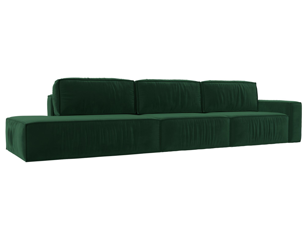 Диван прямой Прага Модерн Лонг подлокотник справа, Зеленый, Велюр, 121741