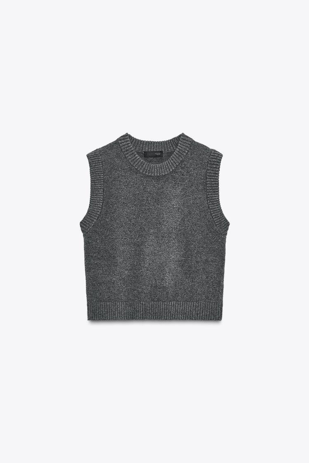 ZARA МЯГКИЙ ТРИКОТАЖНЫЙ ЖИЛЕТ, МЯГКИЙ СЕРЫЙ