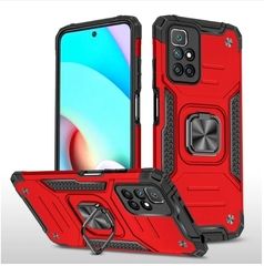 Противоударный чехол Strong Armour Case с кольцом для Xiaomi Redmi 10 (Красный)