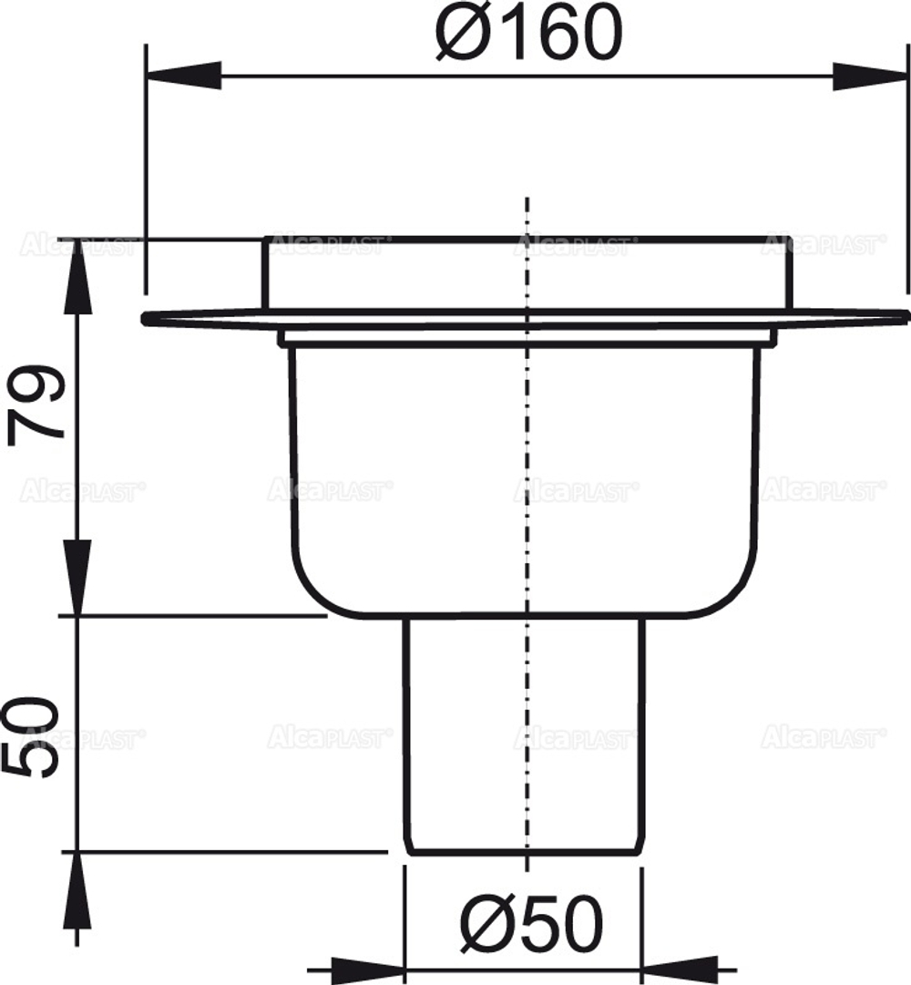 Сливной трап ?50, подводка – прямая AlcaPlast APV6000
