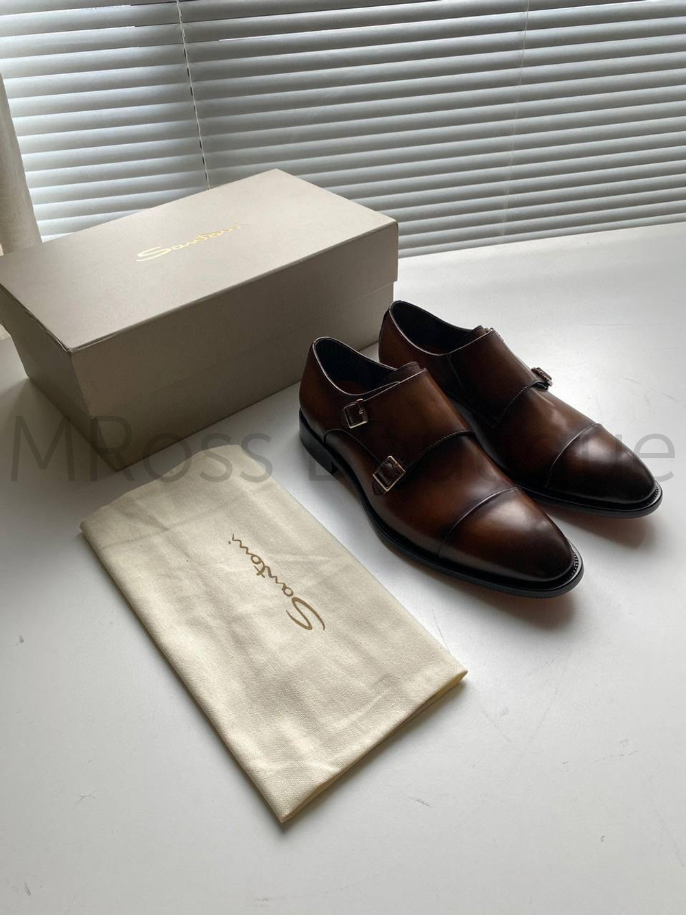 Мужские кожаные туфли Santoni Carter коричневые