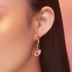 Cерьги с Морганитами и Бриллиантами, Эмаль, E0123-02/1