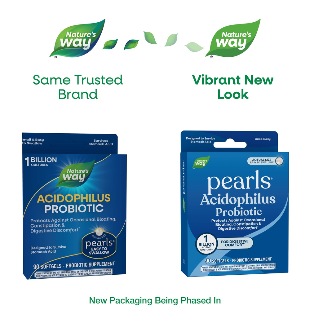 Nature's Way, Pearls®, ацидофильный пробиотик, 1 млрд КОЕ, 90 капсул