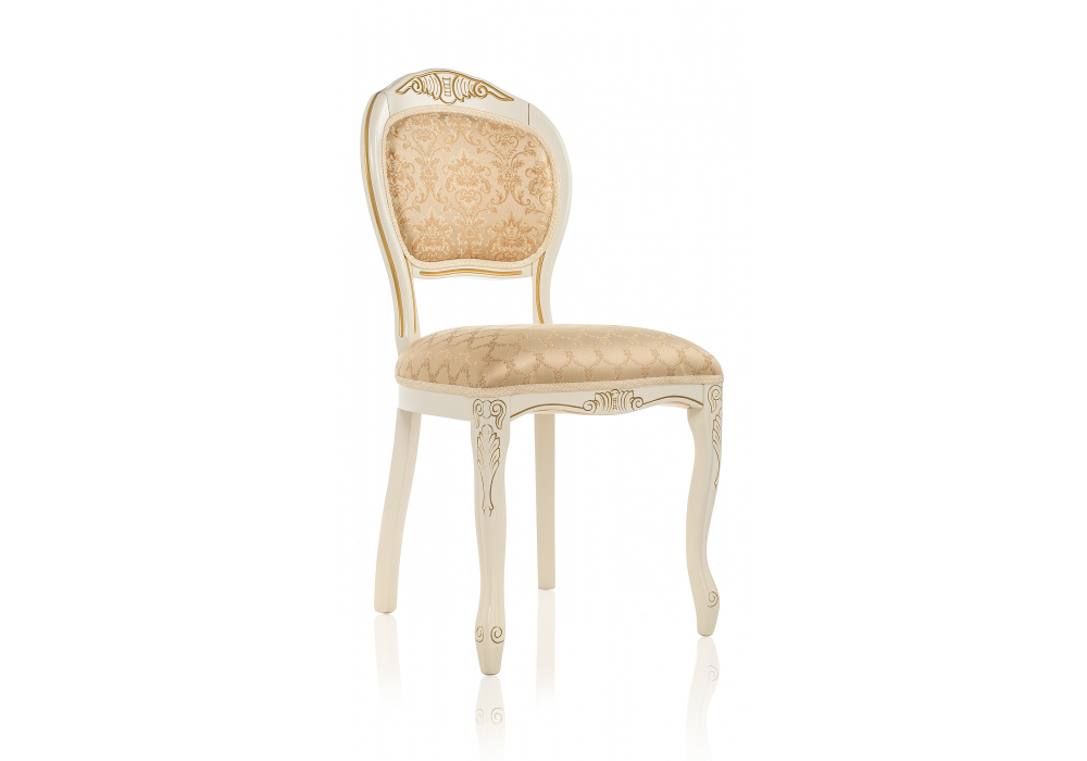 Стул деревянный Woodville Лауро патина золото, бежевый, ножки белые