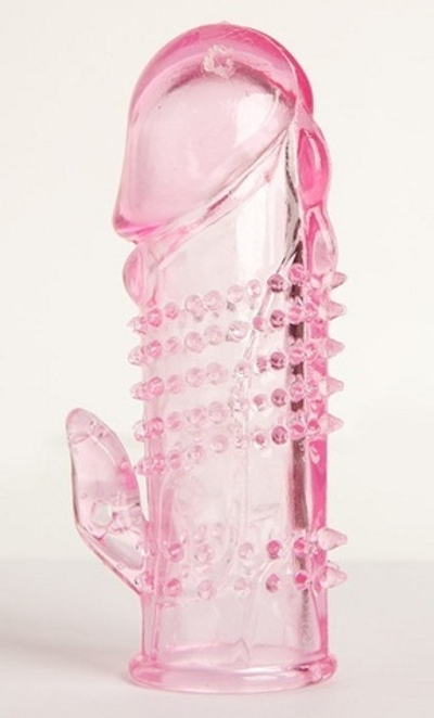 Розовая  гелевая насадка с клиторальным отростком