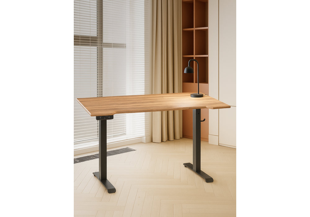 Компьютерный стол Woodville Маркос с механизмом подъема 140х80х75 дуб вотан, черный, ножки черные