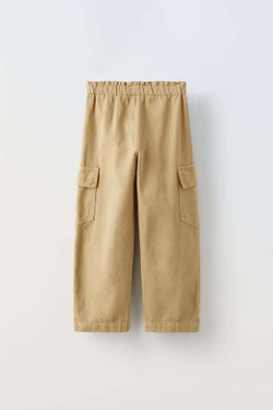 ZARA БРЮКИ КАРГО С ЗАЩИПАМИ, РЫЖЕВАТО-КОРИЧНЕВЫЙ