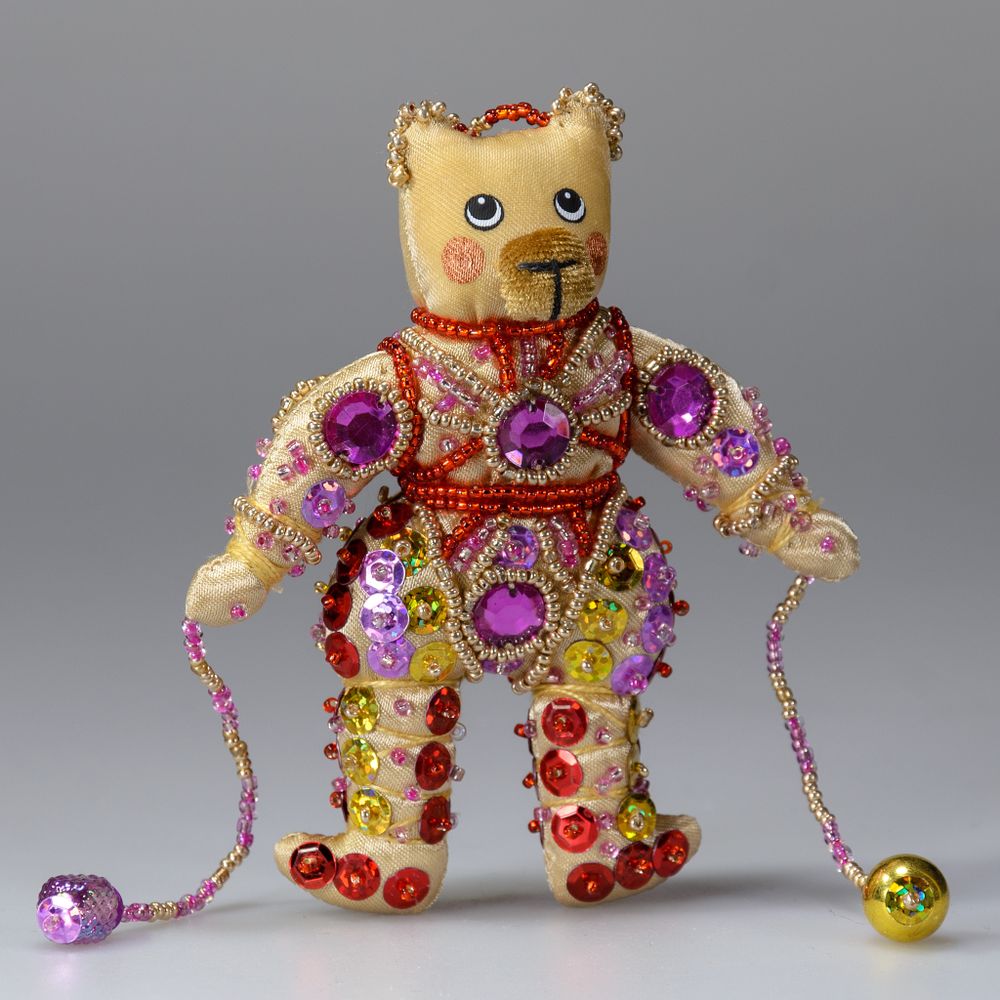 Бисерная ёлочная игрушка Медведь