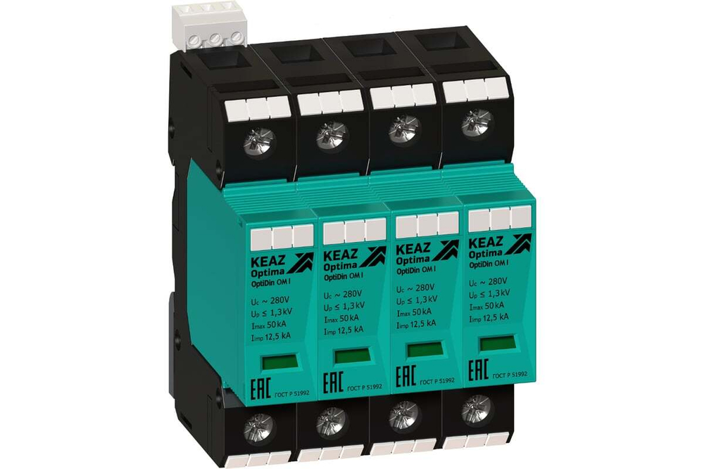 Ограничитель импульсных перенапряжений (УЗИП) OptiDin OM-I-4-280/12,5/RS КЭАЗ