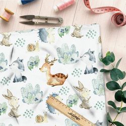 Ткань штапель акварельные зверьки
