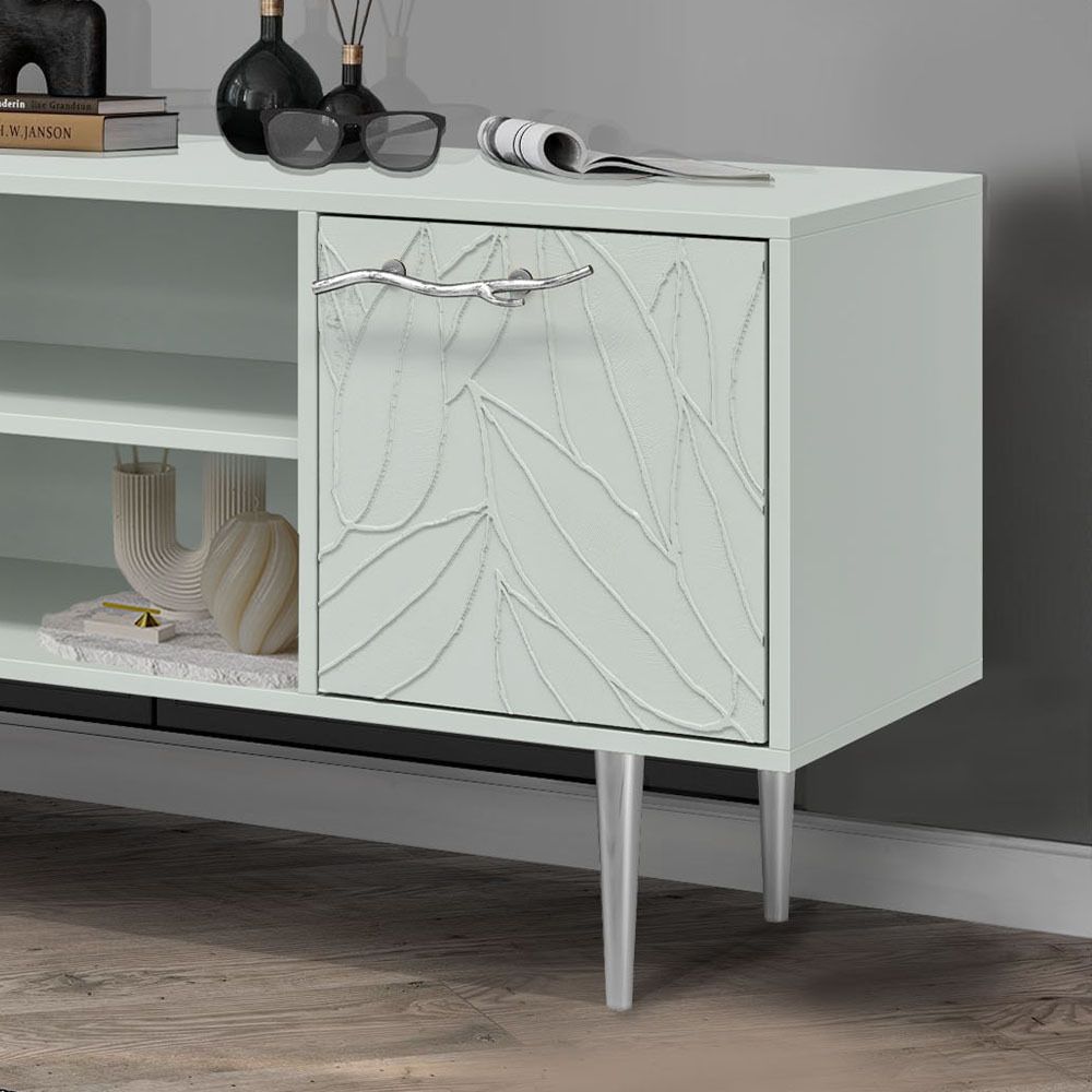 Тумба под ТВ Арт Колор leaves 155см Стайл Сильвер Серый дым