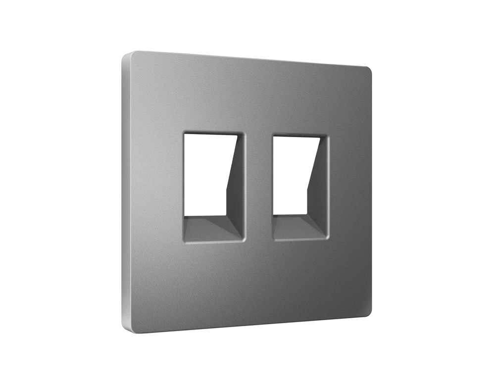 AP6621 Лицевая панель ALFA (Антрацит серый) для компьютерной/телефонной двойной розетки RJ-45/RJ-11 QUANT