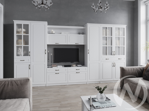 Гостиная "Апполия" (белый/белый дуб) Комплектация 1