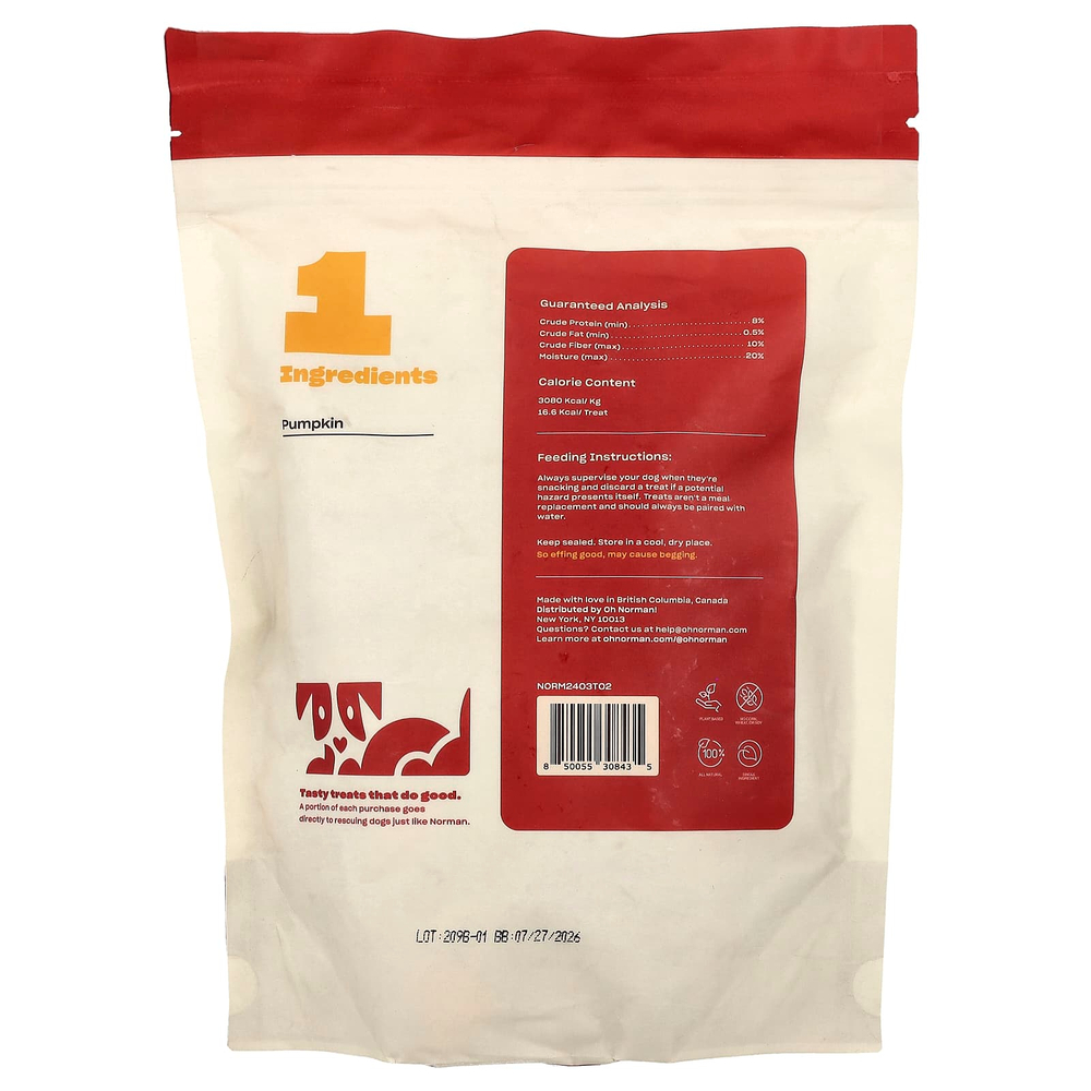 Oh Norman, лакомство для собак, с кусочками тыквы, 170 г (6 унций)