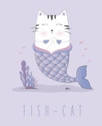 Тетрадь общая А5 48л., Fish-cat (Эксмо)