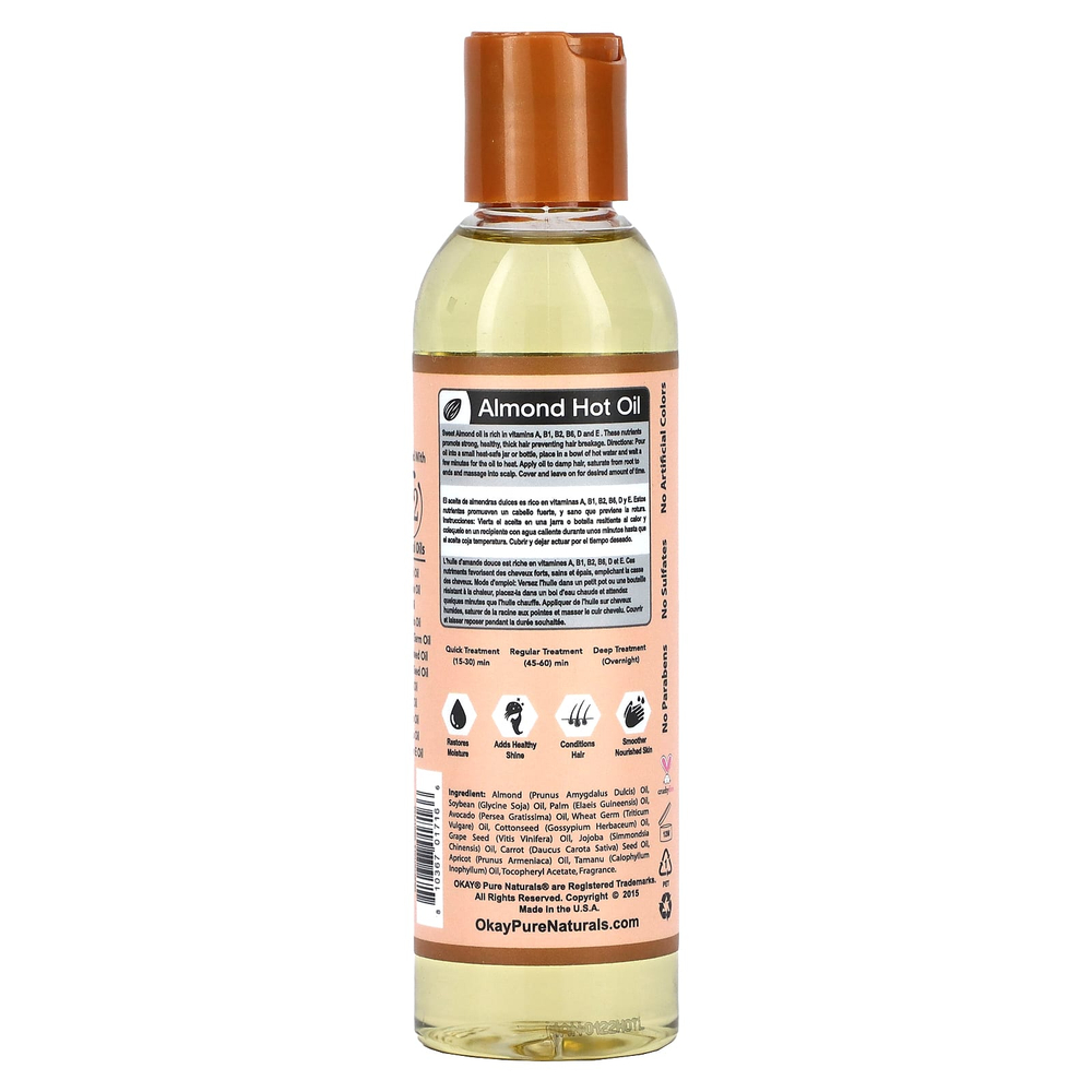 Okay Pure Naturals, Средство с миндальным горячим маслом, 177 мл (6 унций)