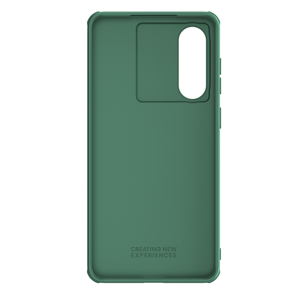 Чехол зеленого цвета (Dark Green) с защитной шторкой для камеры от Nillkin на Samsung Galaxy S25 Edge, серия CamShield Pro Case
