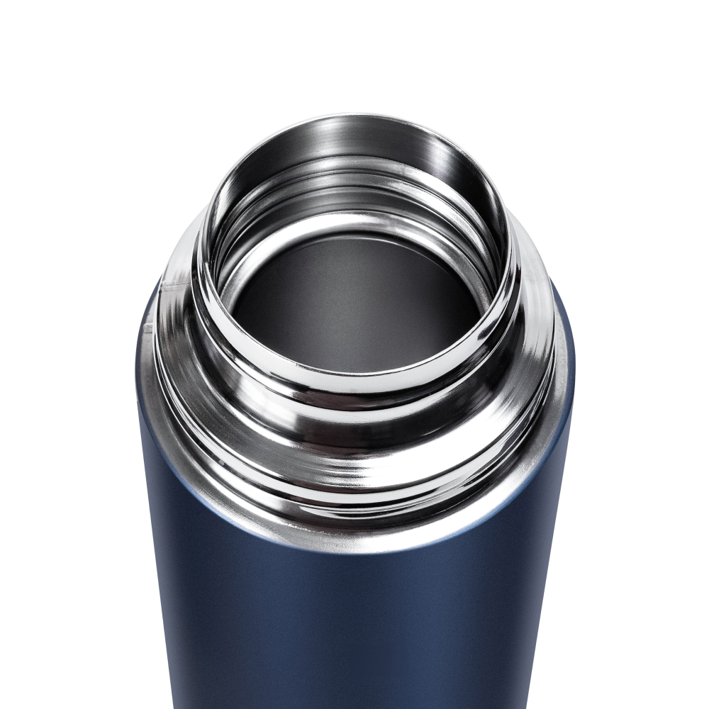 Термос Relaxika 101 (1 литр), темно-синий (стикерпак "7 вершин")