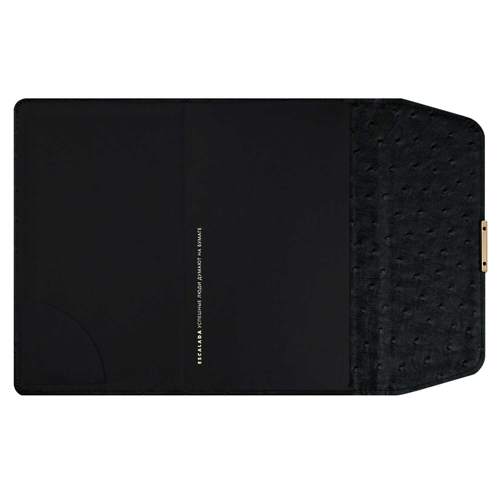 Ежедневник недатированный ESCALADA, А5, 160 л., арт. 70668/ 15 СТРАУС ЧЁРНЫЙ (кожзам: 126х211 мм, твёрдый переплёт, материал обложки: искусственная кожа "Страус"; способ крепления блока: ниткошвейный; декор: металлический шильд с декоративной металли