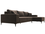 Диван угловой Льюес правый, Коричневый, Велюр, 122399