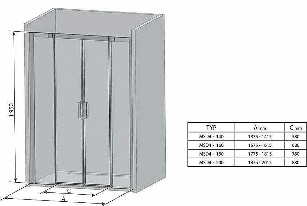 Душевая дверь Ravak Matrix MSD4-180 белый