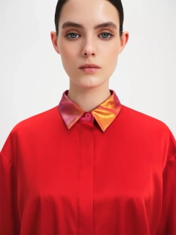 Рубашка шелковая красная OLA OLA