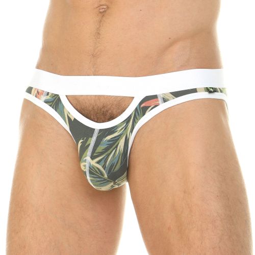 Трусы мужские брифы зеленые с вырезами спереди и сзади Van Baam 39779