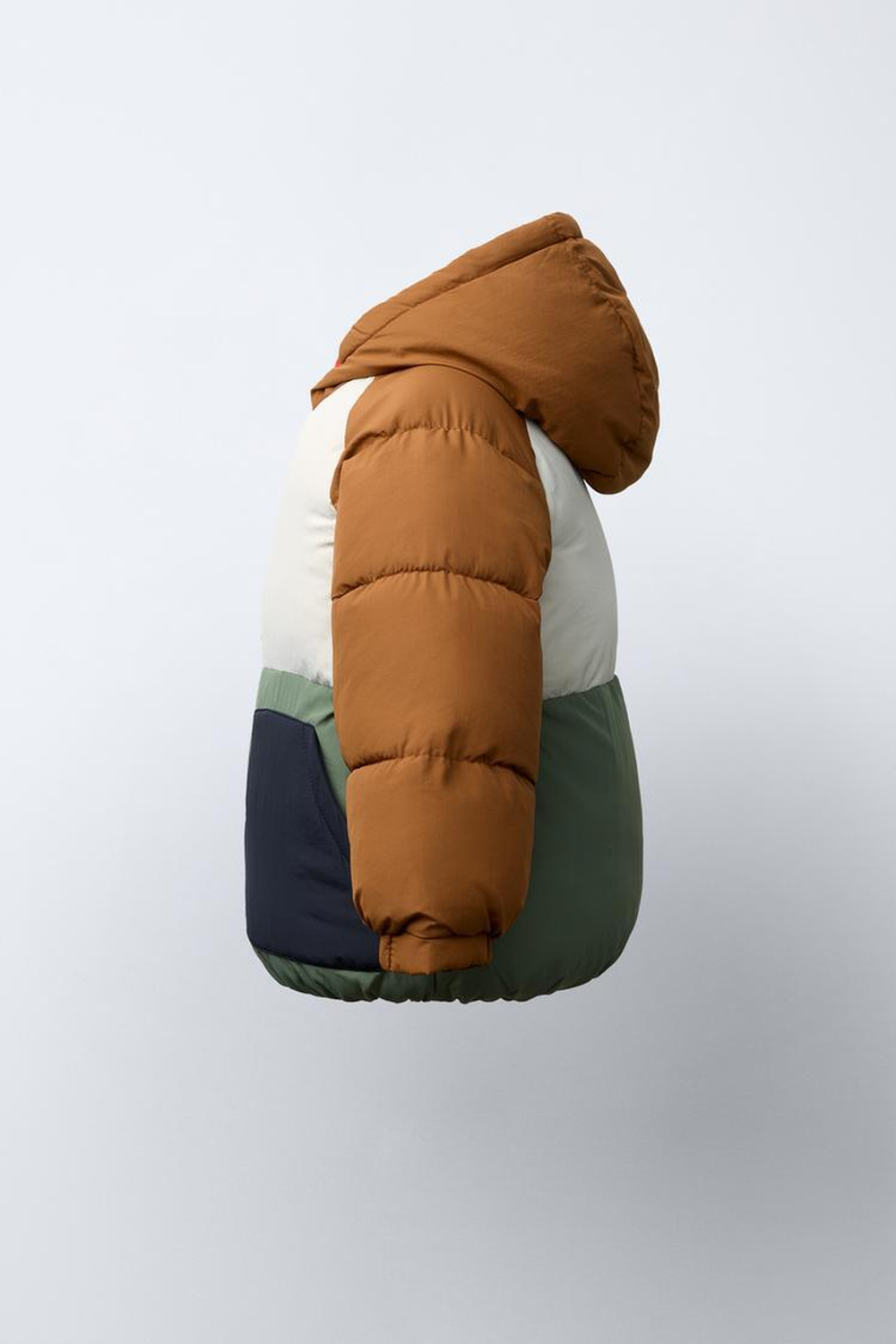 ZARA СТЕГАНАЯ КУРТКА КОЛОР-БЛОК WATER REPELLENT С ФЛИСОВОЙ ПОДКЛАДКОЙ, РАЗНОЦВЕТНЫЙ